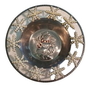 Accent Silver, Red and White Frosty the Snowman Christmas Dish